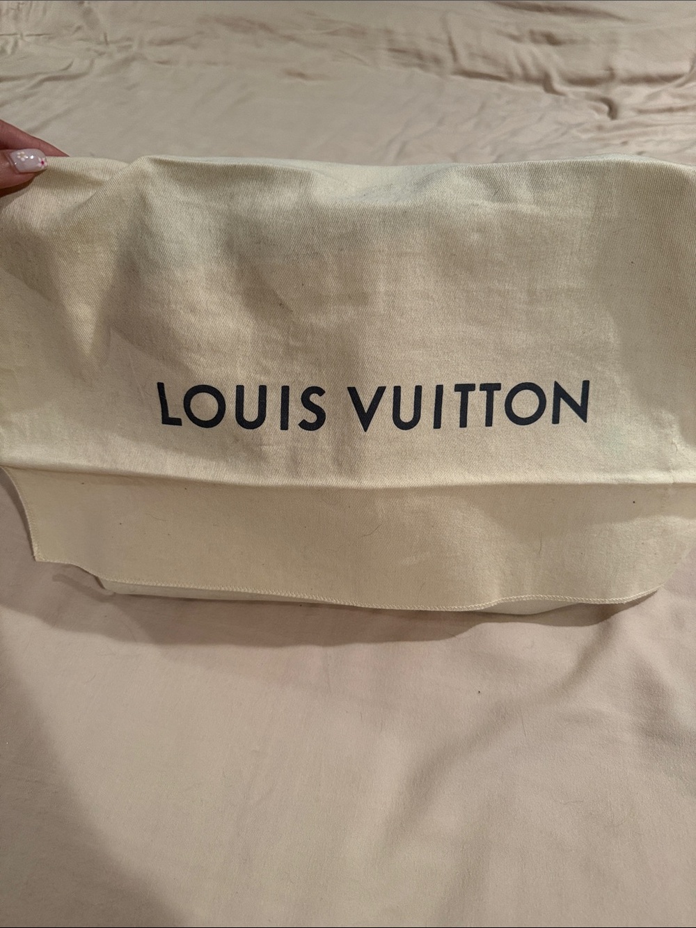 Louis Vuitton Cream Canvas Dust Cover with Black Logo